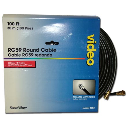 Channel Master Model 3053 RG59 Coax Cable Hookup 100ft 000000000003053