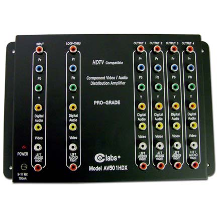 CE Labs 5-Way HDTV/Component and Composite AV Distribution Amp CEL1004