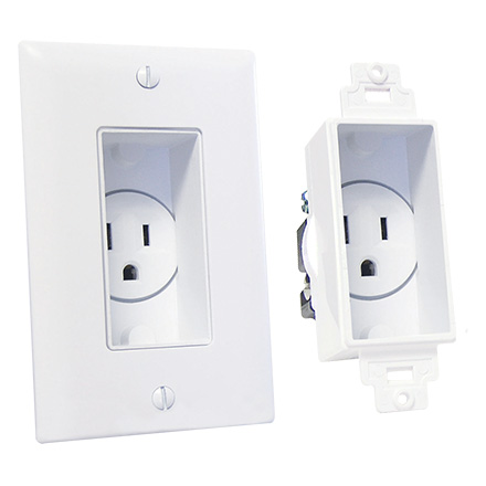Midlite 4641-W Recessed Single Gang Receptacle, white
