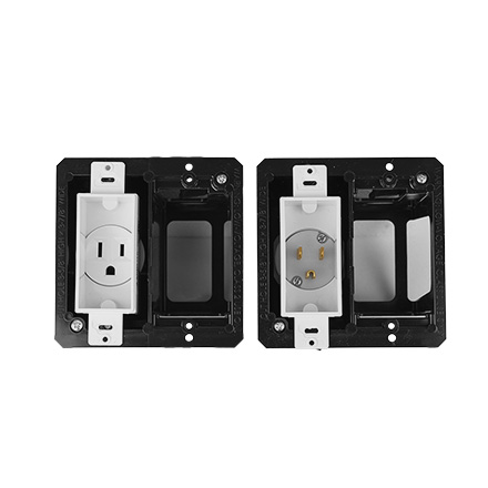 Midlite 2A46-W Double Gang Recessed In-wall Power Kit, white MID2011