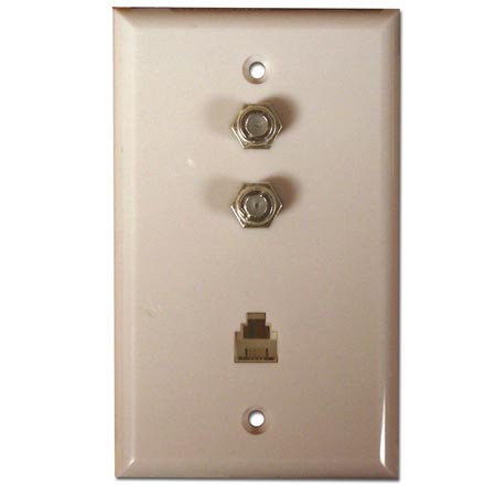 Skywalker Signature Series Flush Mount Wall Plate w/dual F-81 and Phone, Almond SKY05084A