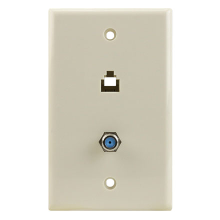 Skywalker Signature Series Wall Plate w/single 3.0ghz F-81 and Phone Connectors, Almond SKY05093A