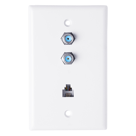 Skywalker Signature Series Wall Plate w/dual 3.0ghz F-81 &amp; Phone Connectors, White SKY05094W