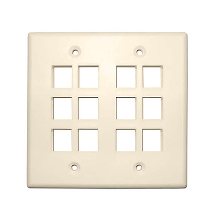 Skywalker Signature Series Keystone Wall Plate for 12 Jacks, Double Gang, Ivory SKY052212I