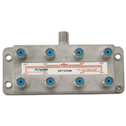 Skywalker Signature Series Vertical 8-Way 5-2300MHz Splitter DC/IR All Port SKY25308