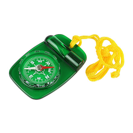 Skywalker Compass with Safety Whistle and Lanyard, Green