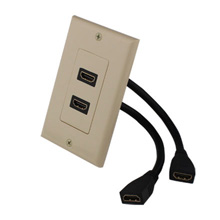 Construct Pro™ Decora Wall Plate with Dual HDMI High Speed with Ethernet Pigtail (Ivory) CON3085I
