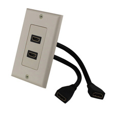 Construct Pro™ Decora Wall Plate with Dual HDMI High Speed with Ethernet Pigtail (Light Almond) CON3085LA