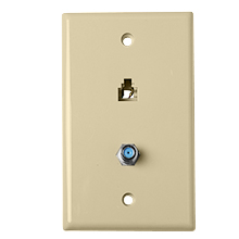 Skywalker Signature Series Wall Plate w/single 3.0ghz F-81 &amp; Phone Connectors, Ivory