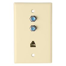 Skywalker Signature Series Wall Plate w/dual 3.0ghz F-81 & Phone Connectors, Ivory SKY05094I