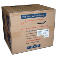 Pro Gear RG-6 Single Quad CCS, UL, 1000ft, black